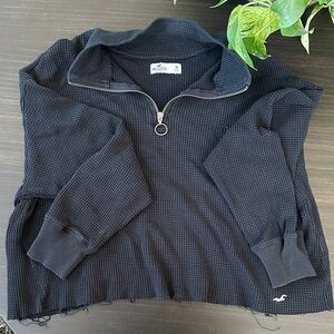 Hollister Cropped Waffle Knit Half Zip